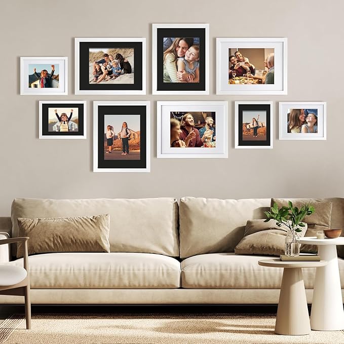 Egofine 8x10 Black Picture Mats Pack of 11, Frame Mattes for 5x7 Pictures, Acid Free, 1.2mm Thickness, with Core Bevel Cut