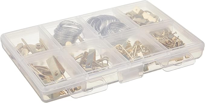 Amazon Basics Picture Hanging Hardware Assortment Kit, 220 Piece Set, Brass