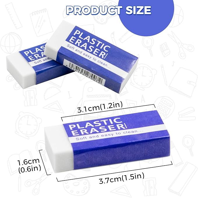 25 Pack White Eraser for Pencil, Bulk Art Erasers for Drawing Sketching, Pencil Erasers Rubber for Kids Prize, School Classroom Students, Office Supplies