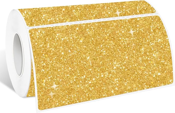 2" x 4" Glitter Gold Thermal Label Stickers,Waterproof Thermal Printer Sticker Labels for Gift Wrapping, Self-Adhesive Name Price Tag DIY Custom Logo Design (250 pcs,Silver)