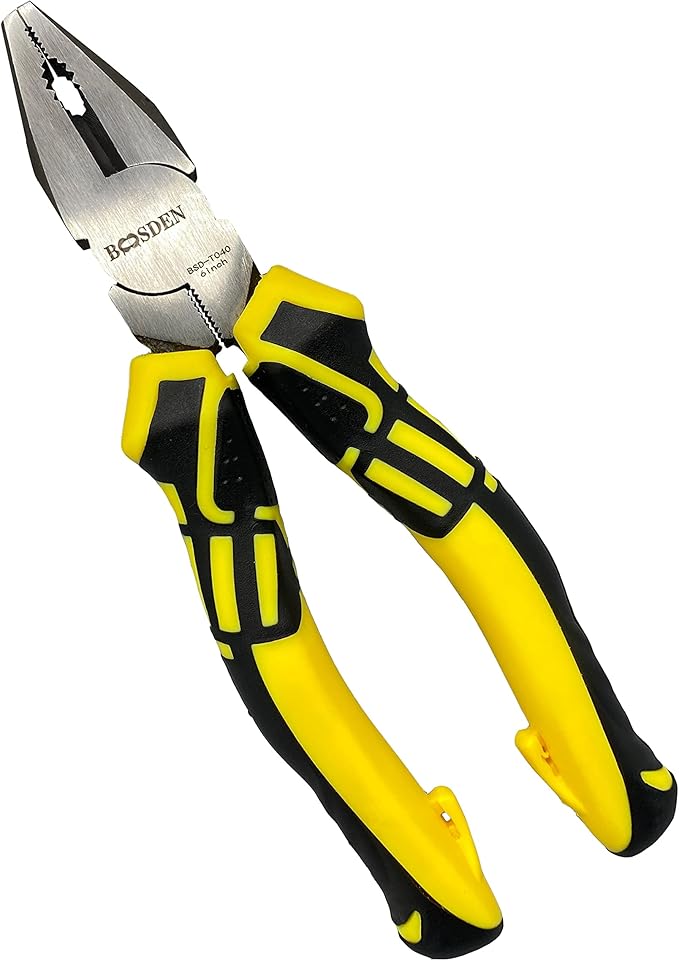 BOOSDEN Linesman Pliers, 6 Inch High Leverage Lineman's Plier, Combination Plieres, Electrical Pliers,Side Cutter Linemans Plier
