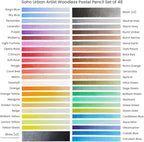 Soho Urban Artist Woodless Pastel Pencils - Set of 48, Professional Artist-Grade, 40% More Pastel, Water-Soluble, Pre-Sharpened, Easy Blending, 6.93mm Barrel, Clear Lacquered