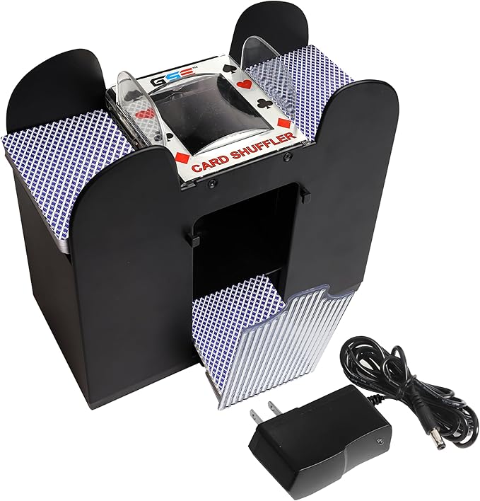 GSE Games & Sports Expert 6-Deck Automatic Card Shuffler, AC/DC-Power & Battery-Operated Shuffler Machines for Playing Cards, Blackjack, Texas Hold'em, Canasta, Bridge, UNO