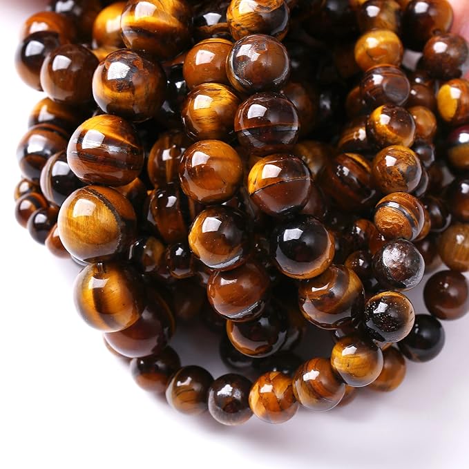 6mm 60pcs Natural Iron Yellow Tiger Eye Stone Beads for Jewelry Making Healing Energy Beads DIY Bracelet Necklace (6mm, Iron Yellow Tiger Eye Stone)