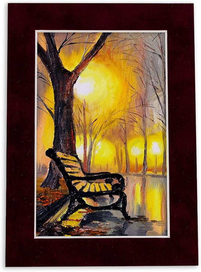 8x10 Mat Bevel Cut for 6x8 Photos - Acid Free Dark Red Suede Precut Matboard - For Pictures, Photos, Framing - 4-ply Thickness