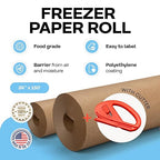 Brown Freezer Paper Roll 24" x 1800" (150 feet) with Cutter - USA-made Freezer Paper for Meat & Fish - Poly-Coated Food Wrapping Material for Freezing - Barrier Against Air & Moisture by IDL Packaging