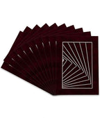 Poster Palooza Pack of 25 Acid Free 8x10 Mats Bevel Cut for 6x8 Photos - Dark Red Suede Precut Matboards For Pictures, Photos, Framing - 4-ply Thickness