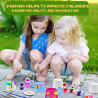 DUA MAIGA 210 Pcs Mini Acrylic Paint Set,12 Colors Acrylic Paint Strips with 30 Pcs Paint Brushes for Kids & Adults, Kids Paint Set for Home Birthday Classroom Party Favors