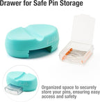Beaditive Magnetic Pin Cushion with Drawer - Strong Magnet Pin Holder Cushion for Sewing - 50 Glass Head Quilting Pins Included - Chic Pincushion Caddy for Sewing Pins, Paper Clips, Screws – Turquoise