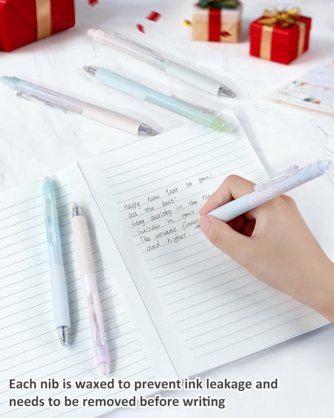 Erasable Pens, 6 Pack Fine Point 0.5mm Black Erasable Gel Pens with 360°Rotating Erasers, Make Mistakes Disappear, Comfort Grip for Drawing, Writing, Planning, and Crossword Puzzles (Black Ink)