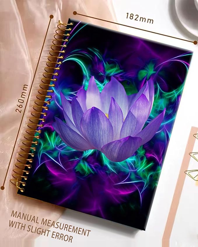 iampanda Spiral Journal Notebook,Chic Floral Strong Twin-Wire Binding with Premium Paper for Girl Women,60 Sheets A5 College Ruled Notebook/Journal,Perfect for School Office Home Gifts,Blue Purple