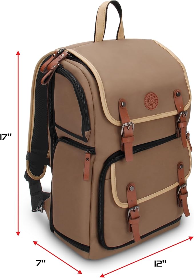 ENHANCE Designer Edition TCG Backpack - MTG Deck Bag Card Binder Space, TCG Deck Box Storage, MTG Playmat Holder - Card Storage Compatible with Magic the Gathering, Pokemon, Lorcana (Canvas Tan)