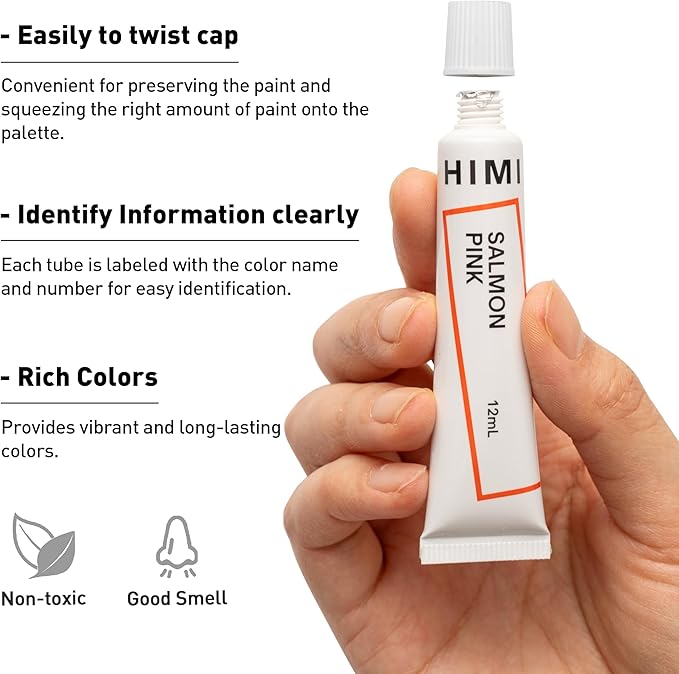 HIMI Gouache Paint Tube Set -18 Colors 12ml, with Rich Pigments, Gouache paint Non-Toxic, suitable for Beginners, Artists, and Hobby Painters. Beautiful Gifts for Art Supplies Painting（18 colors）