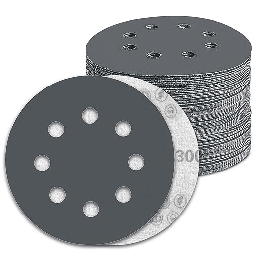 100 Pcs 5 inch Wet Dry Sanding Discs Grit 3000 Hook and Loop 8 Hole Silicon Carbide Orbital Sander Sandpaper