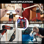 ROMECH 1500W Heavy Duty Heat Gun, Variable Temperature Control Hot Air Gun Kit with 2 Air Flow 120°F~1200°F and 4 Nozzles for Crafts Shrink Wrap (Red)