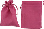 Palmhomee Pack of 25 Burlap Gift Bags with Drawstring Linen Jewelry Pouches Wedding Hessian Jute Bags for Birthday and Treat Pouches Party Wedding Favors Gift (5x7 Inch, Fuchsia)