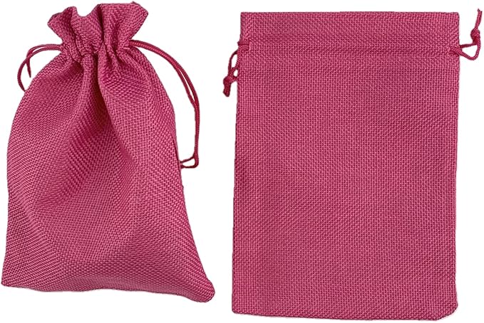 Palmhomee Pack of 25 Burlap Gift Bags with Drawstring Linen Jewelry Pouches Wedding Hessian Jute Bags for Birthday and Treat Pouches Party Wedding Favors Gift (5x7 Inch, Fuchsia)