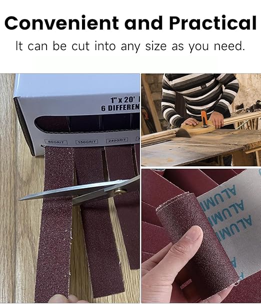 Emery Cloth Roll,5 Grits 1'' x 20FT Abrasive Sandpaper Roll with Dispenser,150 240 320 400 600 Grit Sand Assortment,Sanding Paper & Sandpaper Sheets for Metal Auto Wood Dry&Wet Polishing.(5Rolls 20FT)