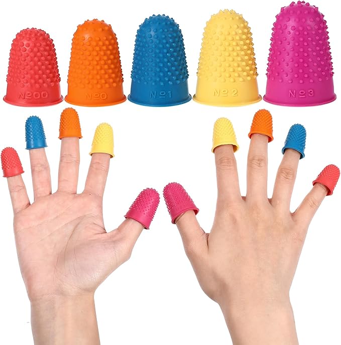 25 PCS Silicone Finger Protectors, Rubber Fingers Tips, Rubber Finger Tips Office, Rubbers Thimbles for Knitting, Sewing and oOther Processes