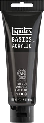 Liquitex BASICS Acrylic Paint, 118ml (4-oz) Tube, Mars Black