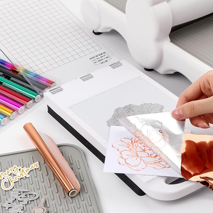 12 Pack Heat Transfer Gold Foil Sheets for Crafts Embossing Stamp Tool Heat Activated Thermal Toner Reactive Foil Roll 5.9inx4.26ft Add Stunning Foiled Elements to Any Card, Scrapbooking, DIY