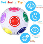 12 Pack Rainbow Puzzle Magic Ball With 2 Pcs Pouches - Fidget Toy for Boys and Girls, Speed Cube, Funny Stress Reliever for Kids, Teens and Adults (White)