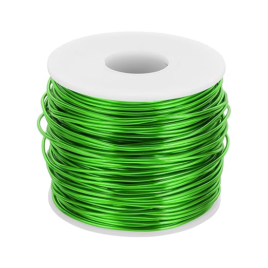 MECCANIXITY 15 Gauge Anodized Aluminum Craft Wire Bendable Bonsai Training Wire 223 Feet 1.5mm for Sculpting Crafts Wreath Floral Beading Jewelry Making, Green