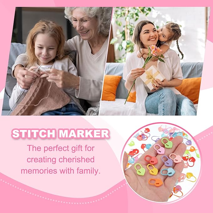 uxcell 200pcs Stitch Markers for Crocheting, Heart Shaped Crochet Marker Needle Clip Counter for Knitting Clothing Tag DIY Craft,Light Purple
