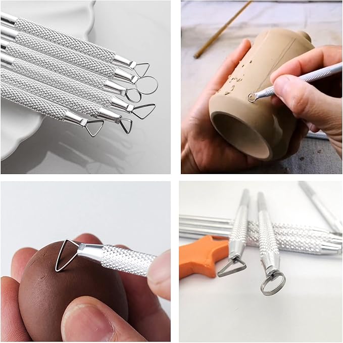 14PCS Ceramic Pottery Clay Ribbon Sculpting Tool Kit with Feather Wire Texture and Needle Detail Tools for Carving,Modeling,by Augernis