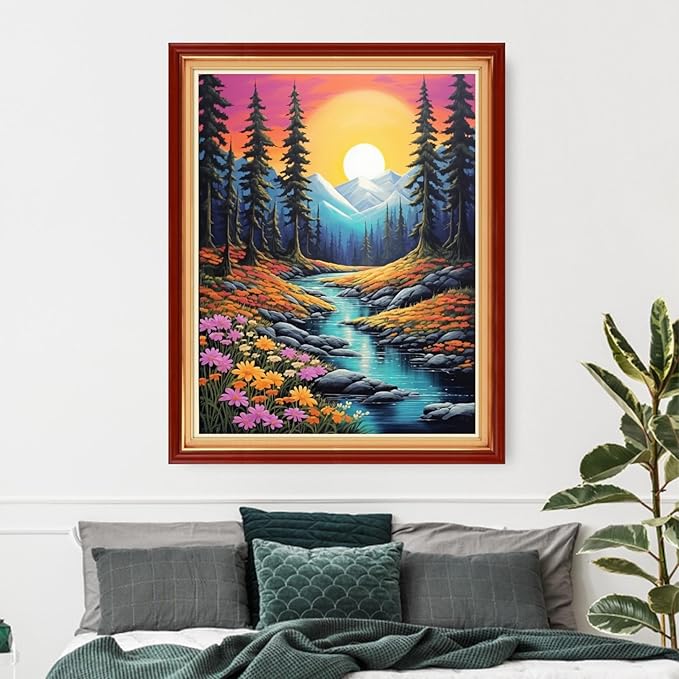 Artvxeay Cross Stitch Kits Stamped Full Range of Embroidery Kits for Beginners Adults 11CT Pattern Stitch Embroidery Kits Needlepoint Kits DIY - (Sunrise Scenery 16x20 inch)