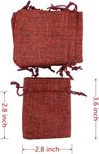 Palmhomee Pack of 25 Burlap Gift Bags with Drawstring Linen Jewelry Pouches Wedding Hessian Jute Bags for Birthday and Treat Pouches Party Wedding Favors Gift (2.8x3.6 Inch, Burgundy)