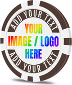 50 Custom Poker Chips, Personalized with Your own Logo, Photo or Text - 11.5g Casino Chips for Poker Gram, Tournaments, Business Card, Token