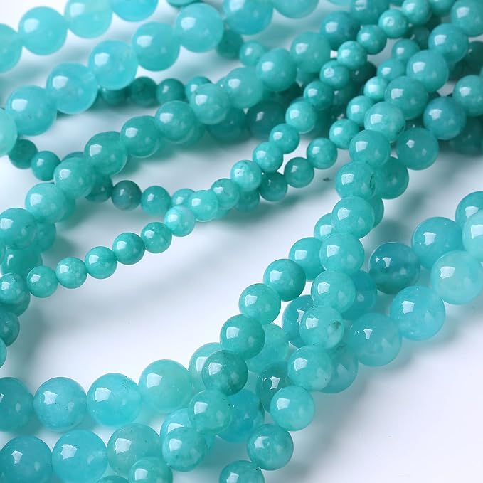 90PCS 4MM Lake Blue Chalcedony Natural Gemstone Round Stone Beads for Jewelry Making DIY Energy Stone Healing Power Bracelet 15"