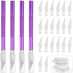 MECCANIXITY 4 Pcs Exacto Knife, Craft Hobby Knife with 40 Exacto Blades(#11) Profession Craft Knives for Crafting, Modeling, Scrapbooking (Purple)