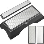 Diamond Sharpening Stone Set, Knife Sharpener Stone, Double-sided Coarse 400 / Fine 1000# | Extra Fine 3000 Grit, 2 Sizes Whetstone Tool with Non-Slip Base, Diamond Plate Honing Stone, Hone Sharpener