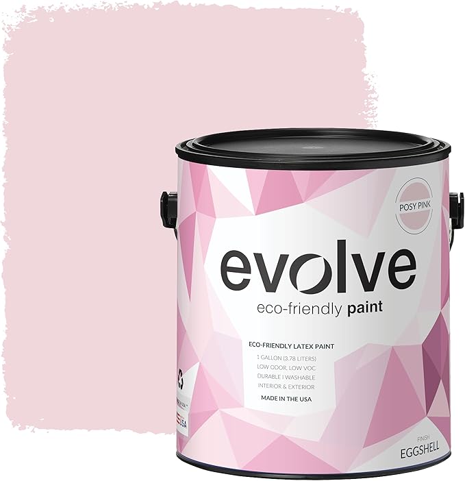 EVOLVE Paint & Primer: Environment-friendly, Low Sheen with One-coat Coverage for Interior & Exterior surfaces (Posy Pink, 1-Gallon)