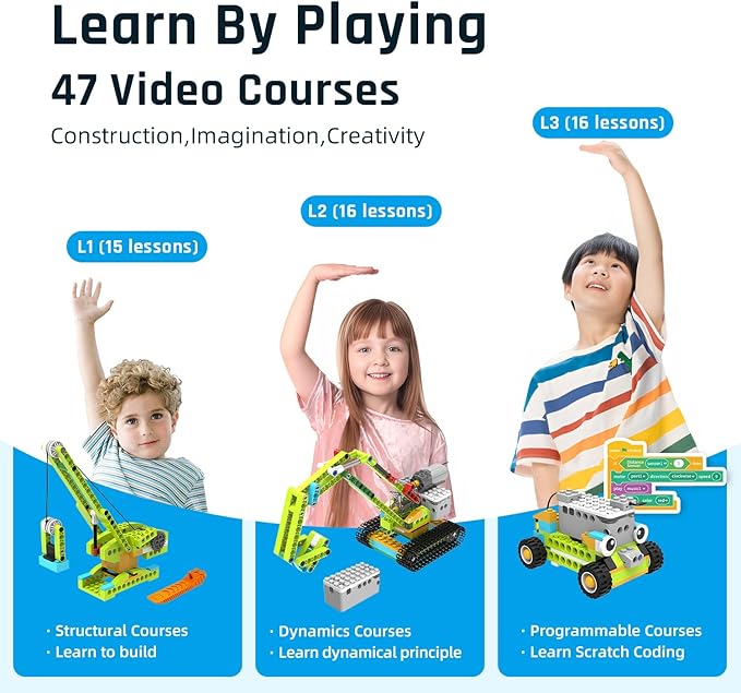 Coding Robot Kit for Kids Ages 6+, 200+ in 1 APP Control Dinosaur Robot Toy, Educational Scratch Program Robotic Kit with 47 Video Courses,Birthday Children's Day Gift for Boys Girls(600 Blocks)