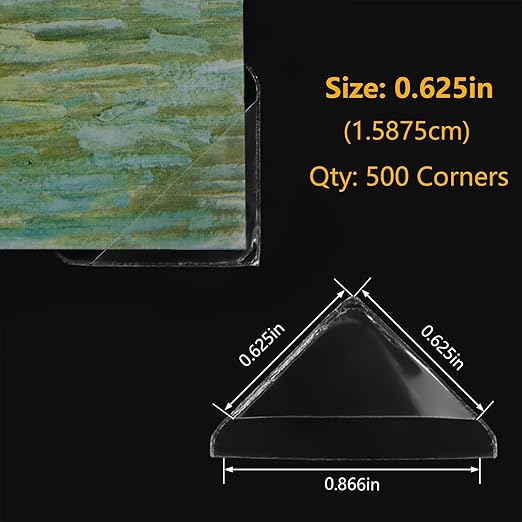 Lineco Infinity 0.625" Clear Acid-Free Archival Photo Corners Self Adhesive, Pressure Sensitive, Non-Yellowing, Mounting for Pictures, Scrapbook, DIY, Displaying Posters (Pack of 500)