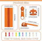 DOITEM 22.2 Yards/ 20 m 10 Pieces Assorted Colors #5 Nylon Coil Zippers, Sewing Zippers Endless Zips with 40 Pieces Zipper Sliders Zip Heads for Sewing Tailor Craft Supplies