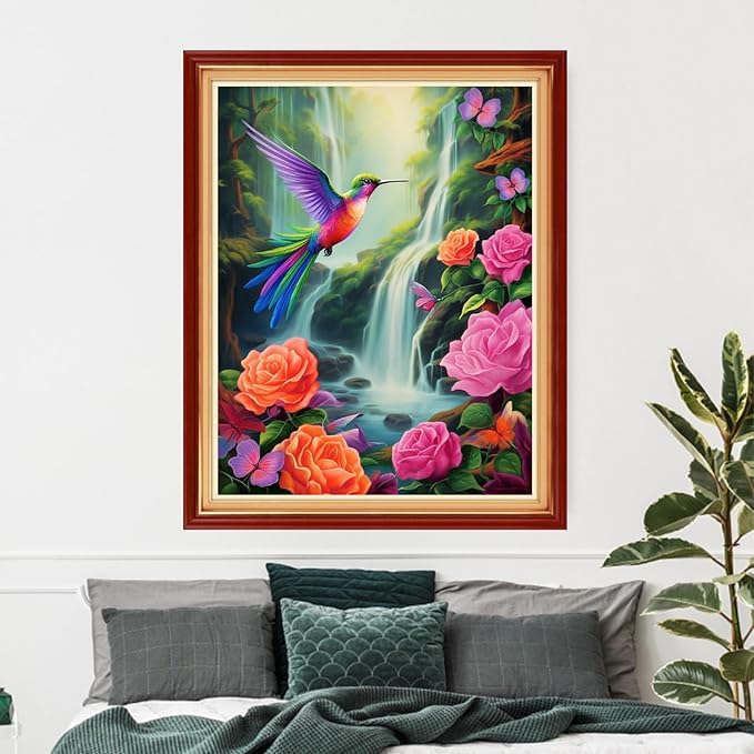 Artvxeay Stamped Cross Stitch Kits Beginners Full Range of Embroidery Starter Kits for Adults Printed Cross Stitching DIY Needlepoint Kit 11CT - (Hummingbirds Gather Honey 16x20 inch)