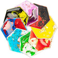 LONGKING 8-Pack Hexagon Liquid Tiles for Kids, Soft Gel Liquid Sensory Toys for Autistic Children, Sensory Mats, Sensory Toys for Toddlers 3-4
