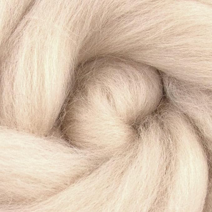 Revolution Fibers Dyed Corriedale Wool | 8 Ounces of Premium Combed Wool Top | 26 Micron, 100% Pure Corriedale Wool Roving, Ethically Sourced (Eggshell Biege)