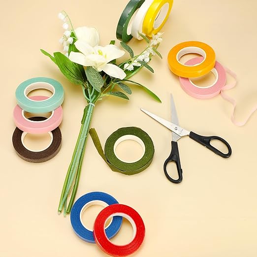 MECCANIXITY 3 Rolls Floral Tapes, 30 Yard x 1/16 in Florist Crepe Flowers Bouquets Tape Adhesive Waterproof for Flower Arranging Wrapping, Black