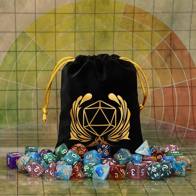 Coyeekn 7 x 7 DND Dice Set, (49 Pieces) Polyhedron Dice for Dungeons & Dragons RPG MTG DND Tabletop Game with 1 Pouch