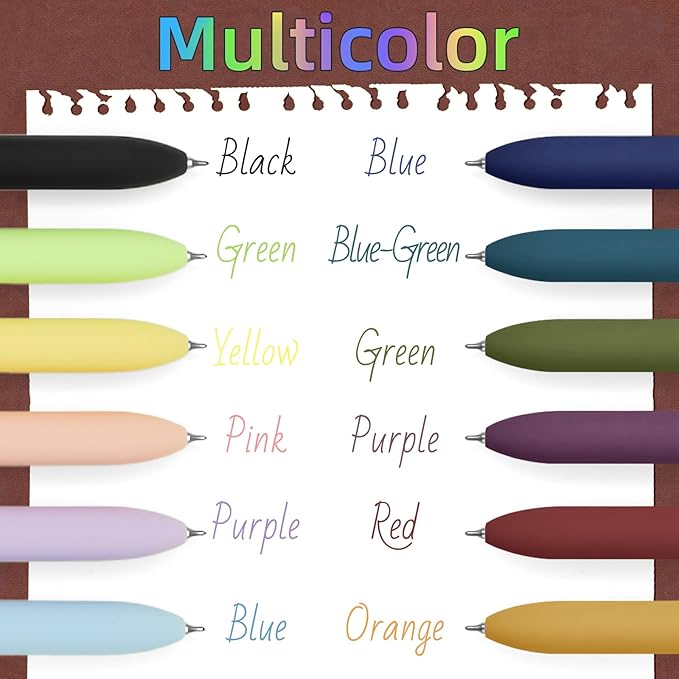 Colored Pens, 12 Pcs Colorful Pens Fine Point Smooth Writing Pen, 0.5mm Colored Ink Gel Pen for Journaling Note Taking, School Supplies Gifts for Women (12 Pcs Gold Vibrant and Vintage)