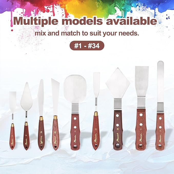 MECCANIXITY Pack of 1 Palette Knife No.23, 7.6" Long Palette Knives with Stainless Steel Flexible Spatula Pallet Knife and Wood Handle for Scraping, Mixing, Oil Acrylic Painting Canvas