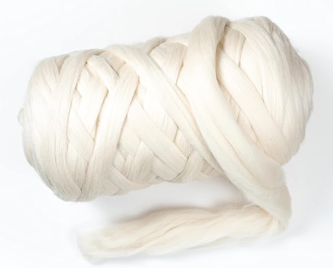 Natural Wool Bulk roving, 8 lb. Best Wool for Spinning, arm Knitting, Felting, Chunky Blankets and Tapestry. Natural Colors, un-Dyed. (Ecru, 8 lb)
