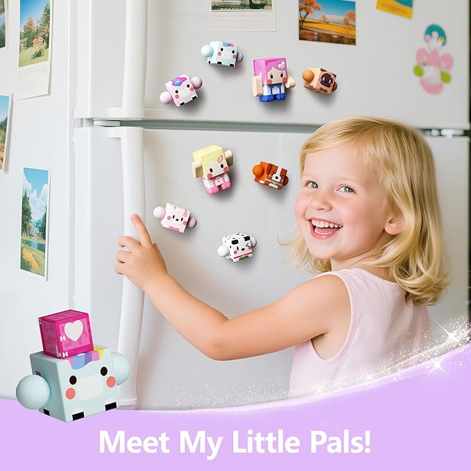 GobiDex 8PCS Magnetic Figures Playset Rotatable Animal & Character Toys for Kids, Toddlers Sensory Pretend Play Travel Toys Compatible with Magnet Blocks