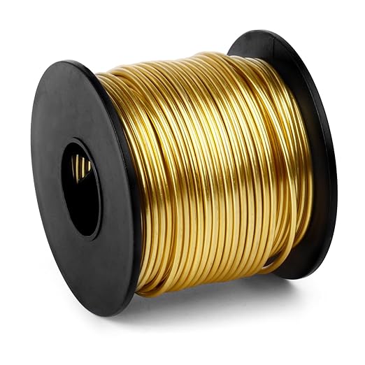Aluminum Craft Wire, 95 Feet 2.0mm/ 14 Gauge Gold Bendable Soft Metal Aluminum Wire Roll Bulk for DIY Crafts Sculpting Jewelry Making