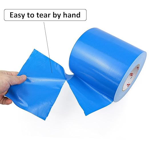 BOMEI PACK 6" Blue Duct Tape,Wider Roll,6 Inches x 60 Yards,9 Mil Thick Heavy Duty,Waterproof,Flexible,No Residue and Tear by Hand,Multi-Use for Indoor & Outdoor Repairs